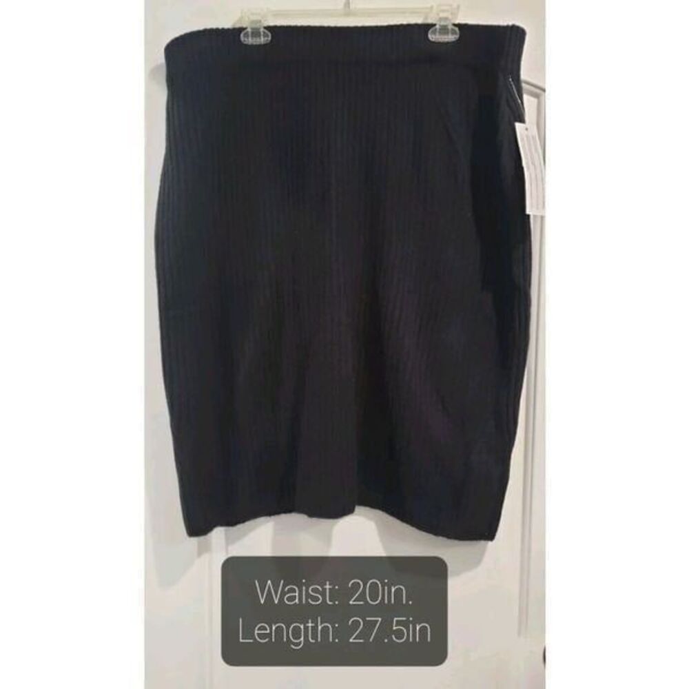 Daily Ritual Womens Ribbed Knit Knee Length Skirt Black XXL NWT‎